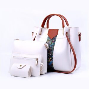 Womens 4pcs Faux Leather Handbag Set - Pu Leather Crossbody Bag with Wallet and Card Holder, Random colors